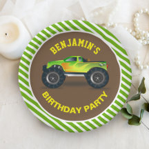 Groene Monster Truck Kinderverjaardagsfeestje