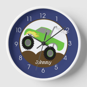 Groene monster Truck Navy Blue Border Kinder