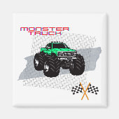 Groene Monster Truck Square Magneet (Voorkant)