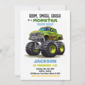 Groene Monster Truck Verjaardag Uitnodigingen (Voorkant)