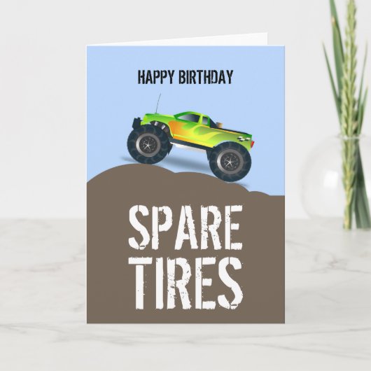 Groene monster van Birthday Spare Tires Birthday Kaart (Voorkant)