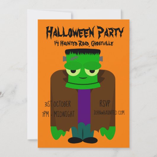 Groene monster van het Halloween party Kaart (Voorkant)