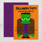 Groene monster van het Halloween party Kaart (Voorkant / Achterkant)