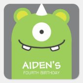 Groene Monster Verjaardag Sticker (Voorkant)