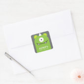 Groene Monster Verjaardag Sticker (Envelop)