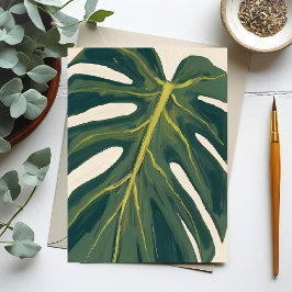 Groene Monstera Blad Botanische Plant Waterverf Briefkaart