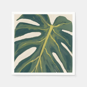 Groene Monstera Blad Botanische Plant Waterverf Servet