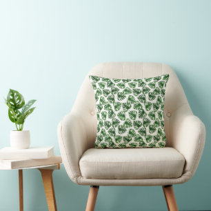 Groene monstera blad waterverf kussen