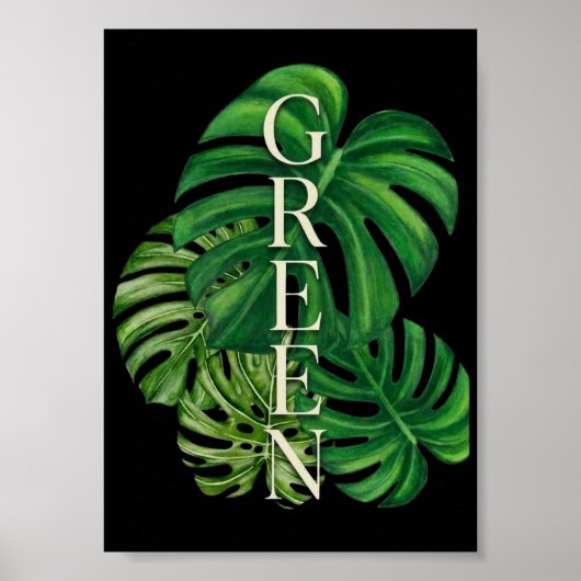 Groene Monstera Bladeren Poster (Voorkant)