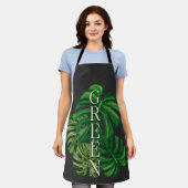 Groene Monstera Bladeren Schort (Gedragen)
