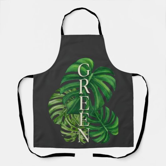 Groene Monstera Bladeren Schort (Voorkant)