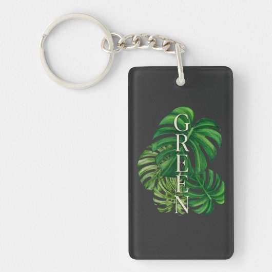 Groene Monstera Bladeren Sleutelhanger (Voorkant)