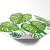 Groene Monstera Bladeren Tekening Gekleurde Potloo Poster (Hoek)