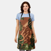 Groene Monstera Bladeren Terracotta Schaduw Schort (Gedragen)