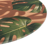 Groene Monstera Bladeren Terracotta Schaduw Snijplank (Hoek)