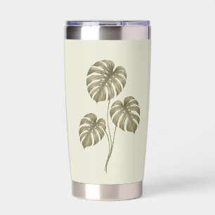 Groene Monstera Bladeren Thermische Bekerkop Geïsoleerde Drinkbeker
