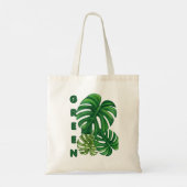 Groene Monstera Bladeren Tote Bag (Achterkant)
