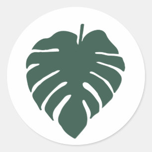 Groene Monstera-bladprint Ronde Sticker