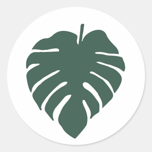 Groene Monstera-bladprint Ronde Sticker (Voorkant)