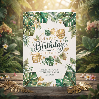 Groene Monstera Botanische Verjaardagskaart Kaart
