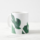 Groene Monstera Deliciosa verlaat Design Mok. Koffiemok (Voorkant links)