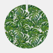 Groene Monstera laat tropisch naadloos achter Glas Ornament (Achterkant)
