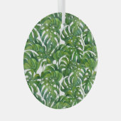 Groene Monstera laat tropisch naadloos achter Glas Ornament (Voorkant Rechts)