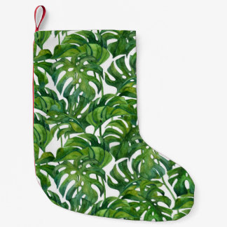 Groene Monstera laat tropisch naadloos achter Kleine Kerstsok