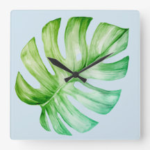 Groene monstera Leaf Botanical Tropical Blue