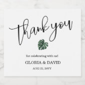 Groene Monstera Leaf Bruiloft Mousserende Wijn Lab Sparkling Wijnetiket (Enkel label)