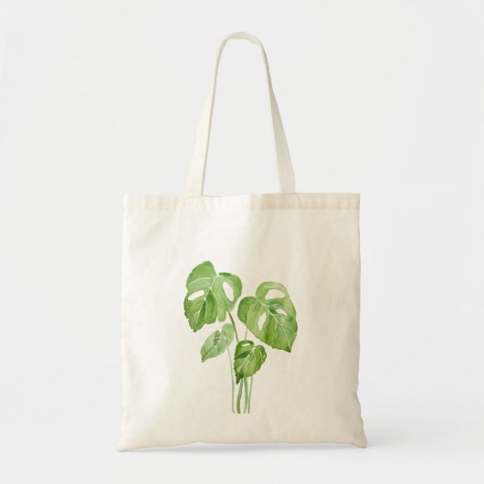 Groene monstera leaf waterverf tote bag (Voorkant)