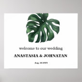Groene Monstera Leaf Wedding Welcome Poster (Voorkant)