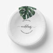 Groene Monstera Leaf Wedding Welkom Papieren Kommen (Voorkant)