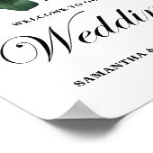 Groene Monstera Leaf Welkom bruiloft Poster (Hoek)