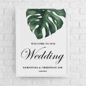 Groene Monstera Leaf Welkom bruiloft Poster
