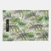 Groene Monstera Palm Chef Monogrammed Theedoek (Horizontaal)