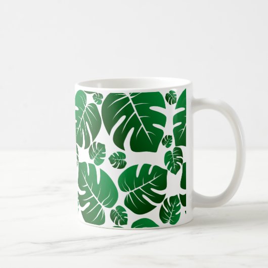 Groene Monstera Plant lekt Koffiemok (Rechts)