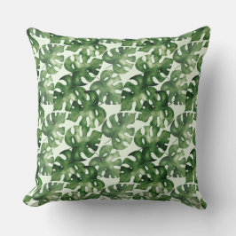 Groene monstera tropisch blad kussen