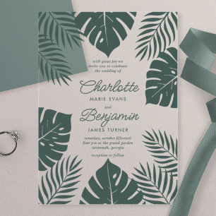 Groene Monstera Tropische Bruiloft Acryl Uitnodigingen