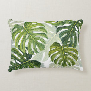 Groene Monstera Tropische Waterverf Accent Kussen