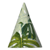 Groene Monstera Tropische Waterverf Feesthoedjes (Rechts)