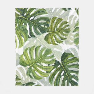 Groene Monstera Tropische Waterverf Fleece Deken