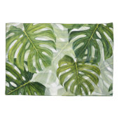 Groene Monstera Tropische Waterverf Kussensloop (Achterkant)