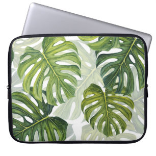 Groene Monstera Tropische Waterverf Laptop Sleeve