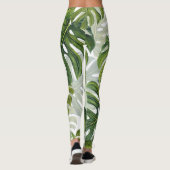 Groene Monstera Tropische Waterverf Leggings (Achterkant)