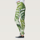 Groene Monstera Tropische Waterverf Leggings (Links)