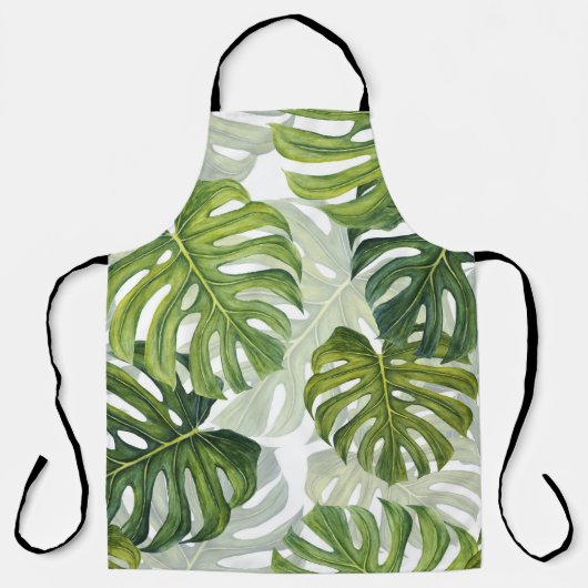 Groene Monstera Tropische Waterverf Schort (Voorkant)