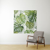 Groene Monstera Tropische Waterverf Wandkleed (In situ)