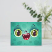 Groene Monsterkaart voor Halloween Briefkaart (Staand voorkant)