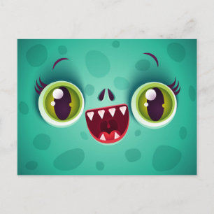 Groene Monsterkaart voor Halloween Briefkaart